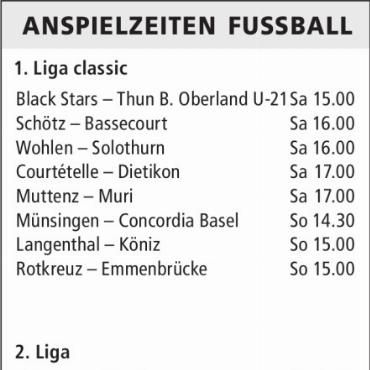 ANSPIELZEITEN FUSSBALL