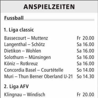 ANSPIELZEITEN
