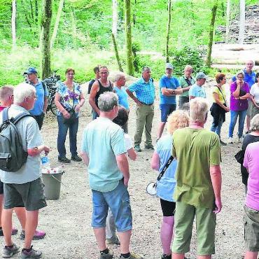 Bienensummen und Sägenbrummen - Rund 60 Aristauer haben sich bei der Tannenlaube Muri zum Waldumgang eingefunden. Bilder: Richard Gähwiler