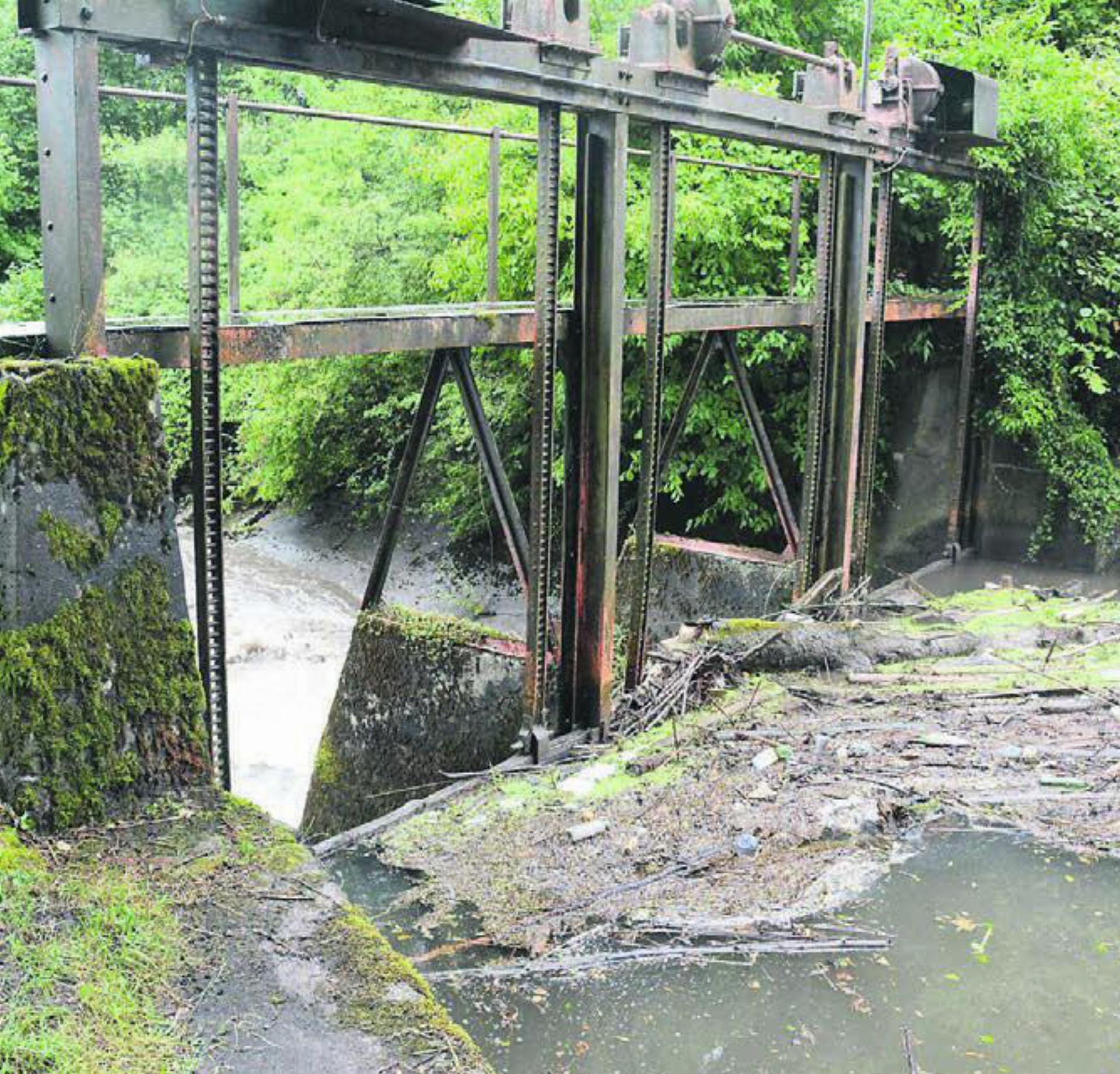 Gestern war das Wehr durch Baumstämme und anderen Abfall kurzzeitig verstopft. Das sorgte für einen erneuten Rückstau. Bild: chh