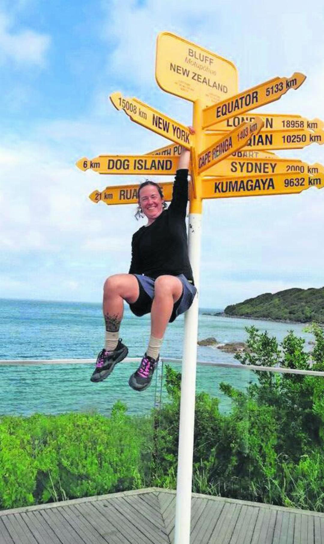 Nach 129 Tagen hat Maureen Füglistaler Bluff, den südlichsten Punkt Neuseelands, erreicht. Bild: zg