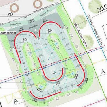 Ein Projekt für die Kleinen - Grundlagenplan: Diese Gestalt wird der Bremgarter Pumptrack neben dem roten Platz annehmen. Bild: zg