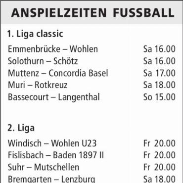 ANSPIELZEITEN FUSSBALL