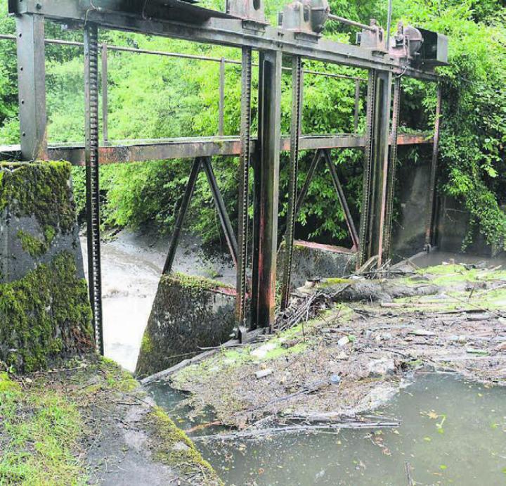 Gestern war das Wehr durch Baumstämme und anderen Abfall kurzzeitig verstopft. Das sorgte für einen erneuten Rückstau. Bild: chh
