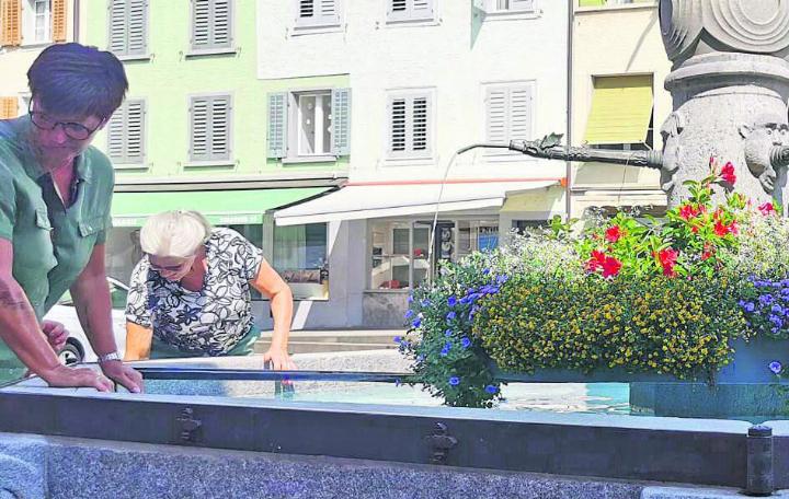 Der Rathausbrunnen in Sempach bot eine willkommene Erfrischung. Foto: zVg